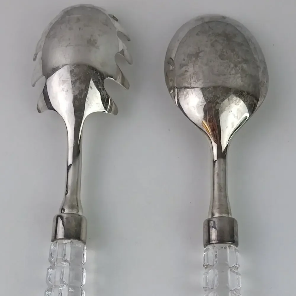 VTG Godinger Versailles Silver Plate & Crystal Serving Set Pasta Server Spoon
